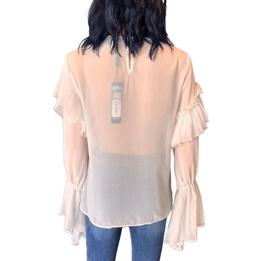 Beulah Style White Ruffle Blouse Small NWT Romantic Sheer Tiered Victorian - Picture 5 of 6